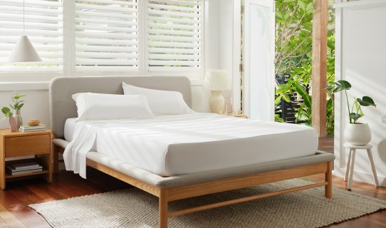 Some of the most versatile and best bed sheets are simple white sheets such as this set pictured on a Koala bed