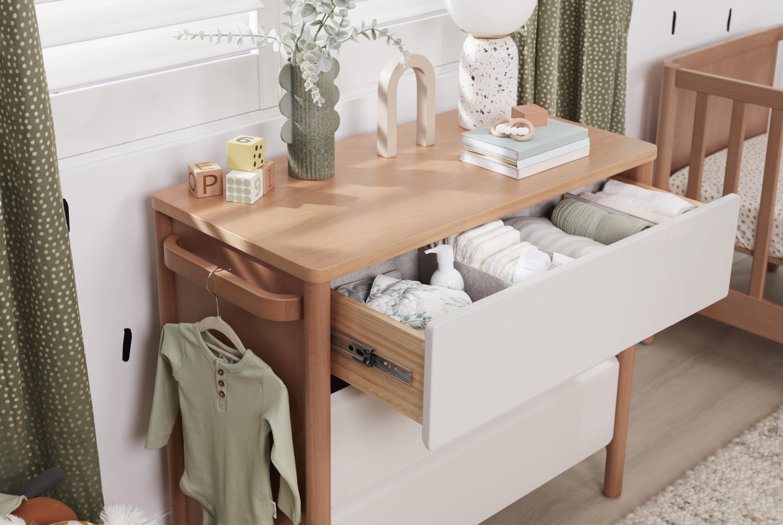 A stylish and multifunctional chest of drawers should be on every nursery essentials list
